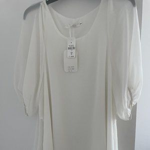 Millau White Short Sleeve Mini Dress  - Cream, XS